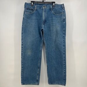 Carhartt Mens Jeans 40x30 Traditional Fit Blue Denim Straight Leg Pants B480 DVB